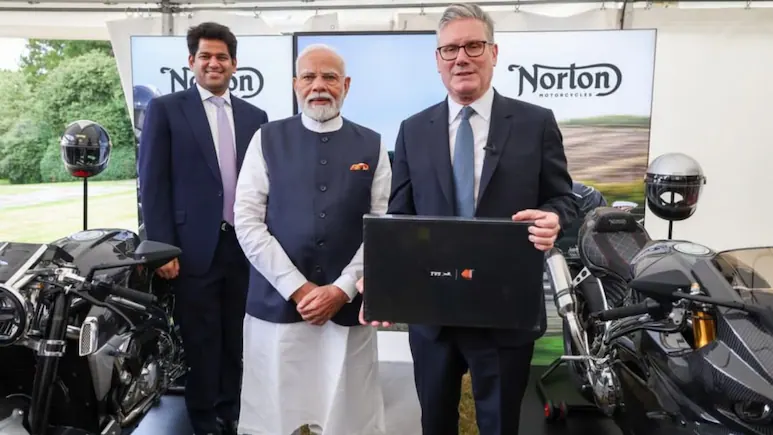 PM Modi Inspects Norton Motorcycles as India–UK Trade Ties Strengthen