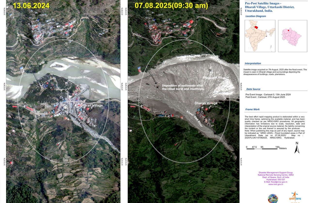 ISRO Images Show Uttarkashi Flood Devastation