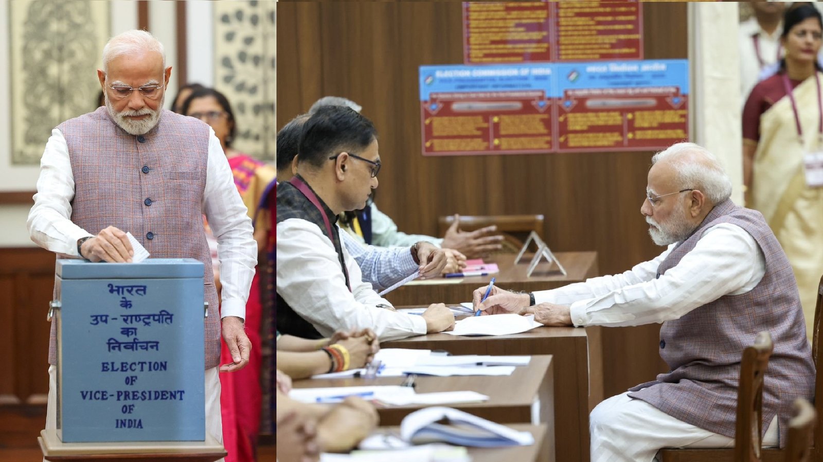 Vice President Election 2025: PM Modi Casts First Vote as Radhakrishnan and Reddy Face Off in Historic Contest